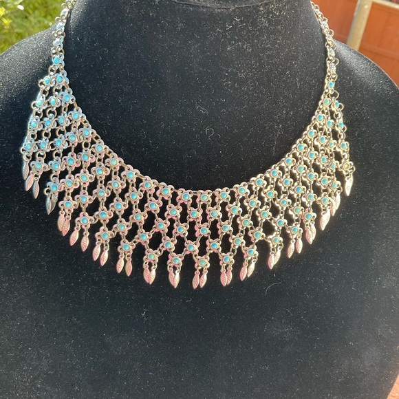 Navajo Turquoise and COIN silver antique necklace - Picture 6 of 17